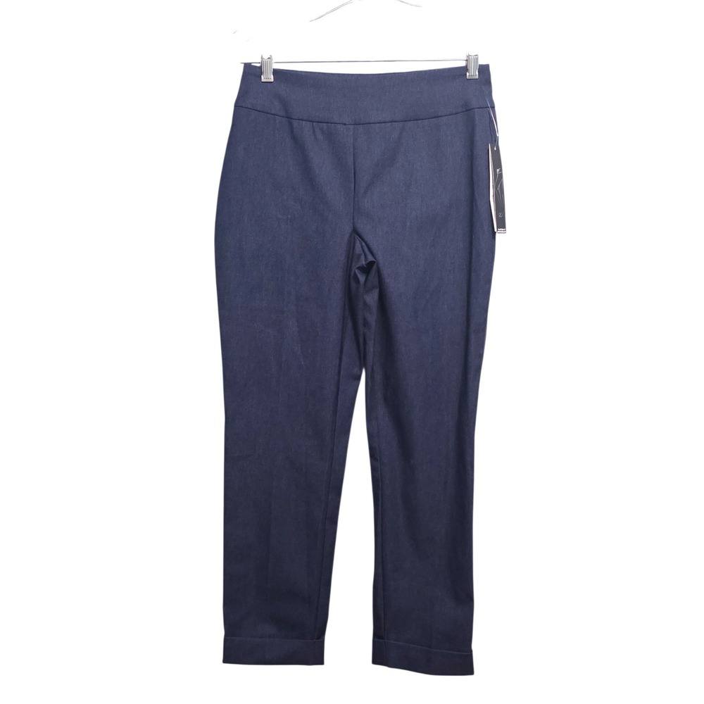 Tribal Womens Navy Blue Pull On Straight Leg Cuffed Trouser Pants Size 8 New B3